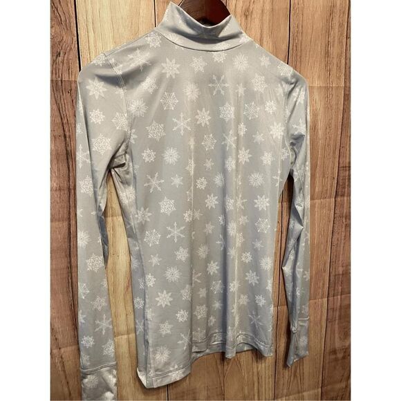 Lands End XS grey snowflake active wear top long sleeve turtle neck - Picture 2 of 5